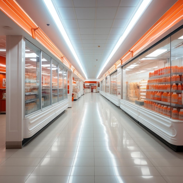 Внутренний вид торгового магазина, супермаркета, генеративного ИИ