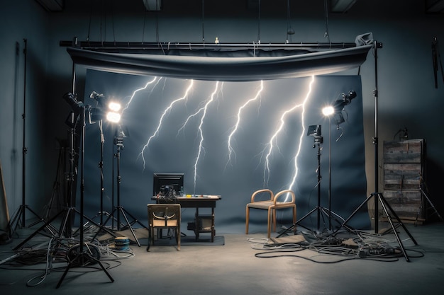 Interior of vintage Photo Studio with equipment