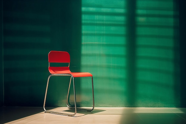 Interior wall floor minimal furniture red green modern chair design room