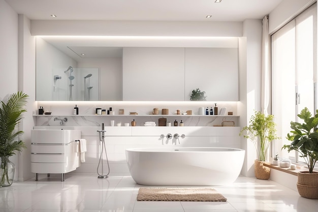 Interior of white modern bathroom