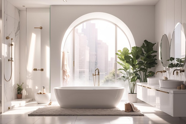 Interior of white modern bathroom