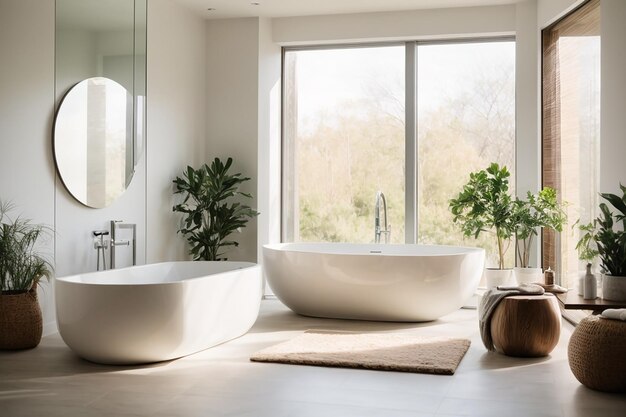 Interior of white modern bathroom