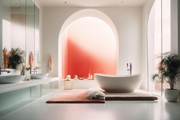 Interior of white modern bathroom