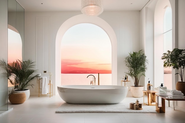 Interior of white modern bathroom