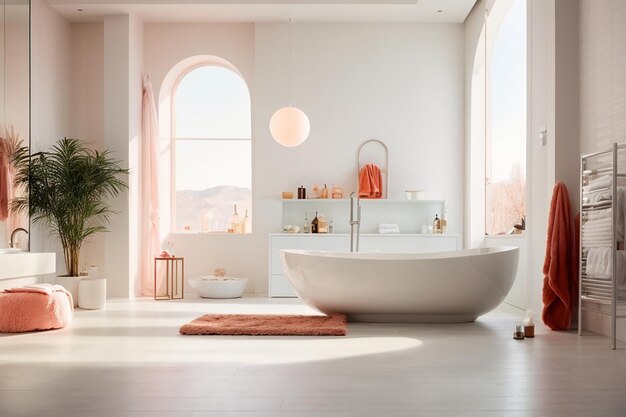 Interior of white modern bathroom