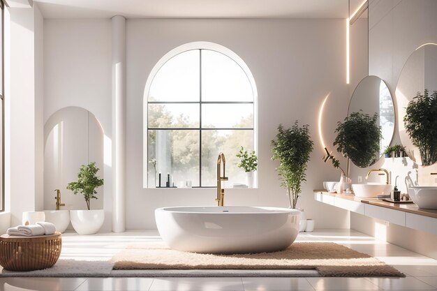 Interior of white modern bathroom