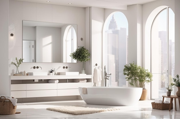 Interior of white modern bathroom