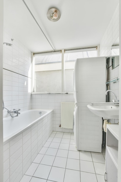 Interior of white modern bathroom