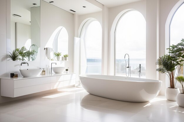 Interior of white modern bathroom