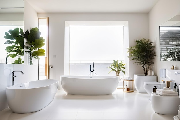 Interior of white modern bathroom