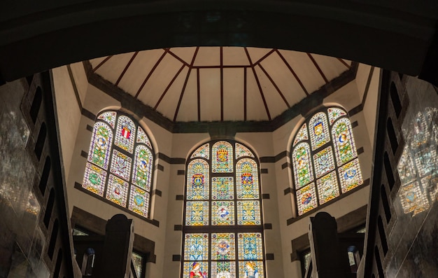 Interior windows with ornament on old mansion lawang sewu Semarang Central Java