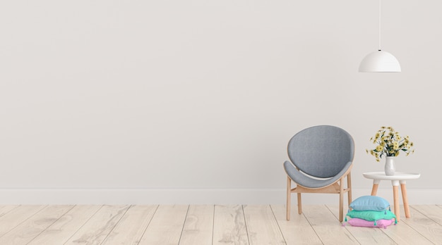 Interior with armchair on white wall