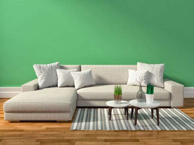 Interior with beige sofa