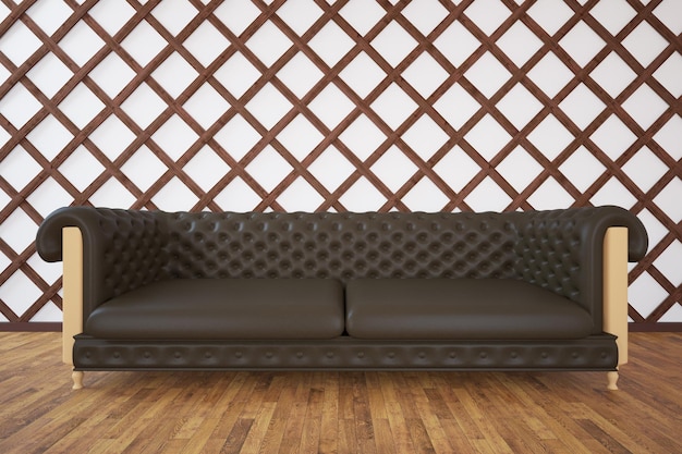 Interior with brown couch