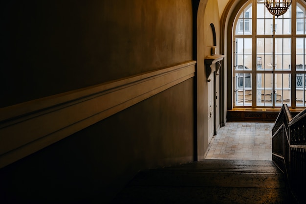 Interior with historical glass window