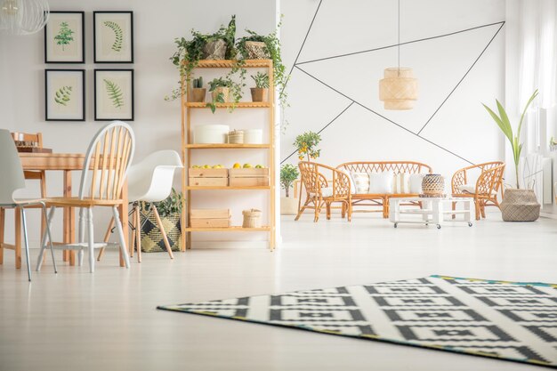 Interior with rattan accessories