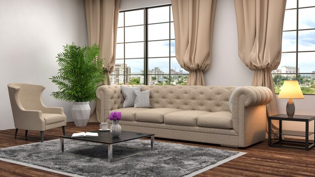 Photo interior with sofa.