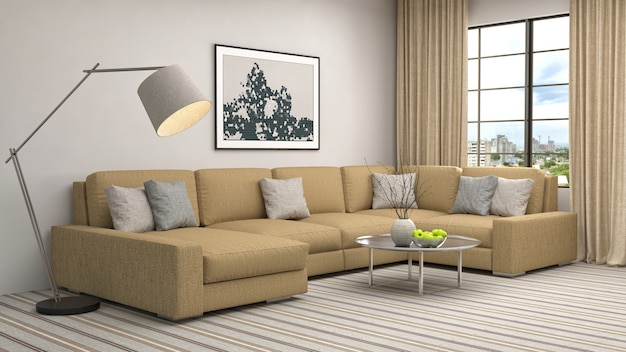 Photo interior with sofa.