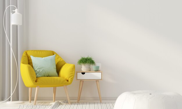 Photo interior with a yellow armchair