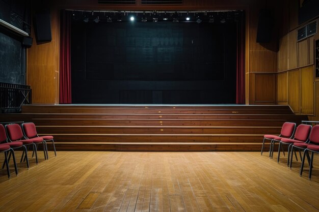 Photo interior of wooden stage in seoul theater