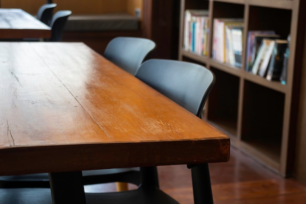 Interior working space wooden furniture, stock photo