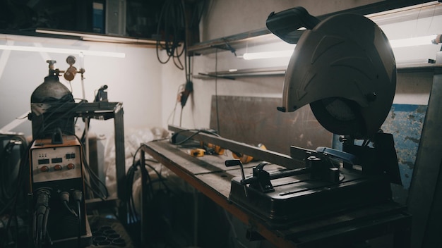 Interior of a workshop with machines and equipment