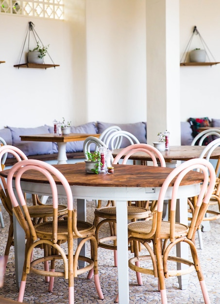 Interiors of the cafe in loft style. It is empty, Can be used as background