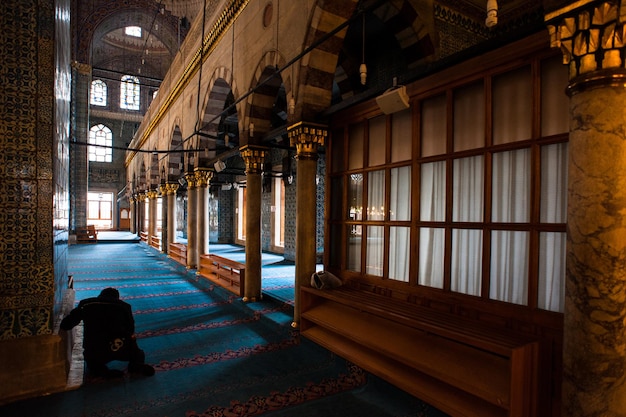 Interiors of the Suleymaniye Mosque in Istanbul.