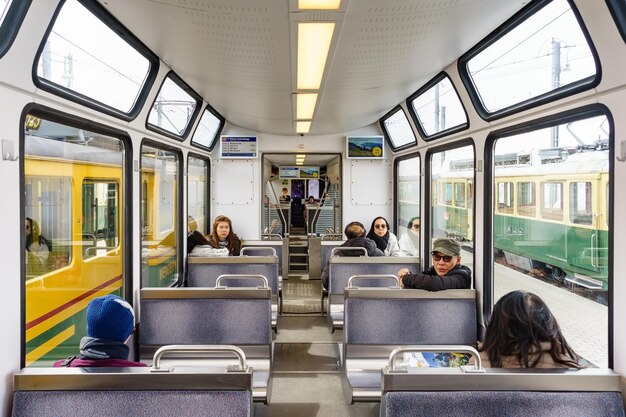 Photo interlaken switzerland april 10 2018 romantic train is the interior of train to go jungfraujoch interlaken switzerland