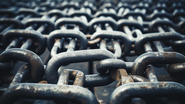 interlocked steel chain links a symbol of strength