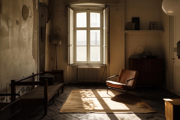 Foto vista interna di un vecchio minimalista parigino