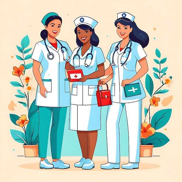 Internationaal dag van de verpleegster Vector illustratie