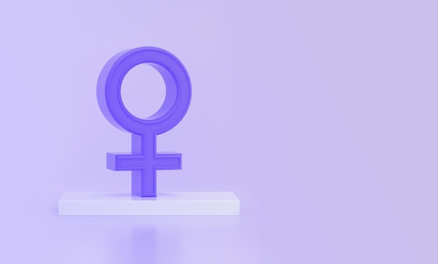Internationaal Vrouwendag Podium met vrouwensymbool 3D-illustratie Viering 8 maart activisme