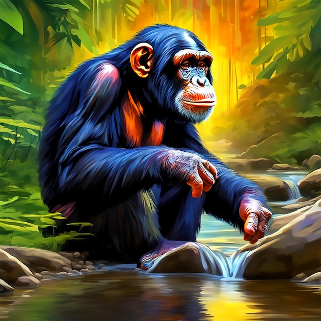 International Animal Day Happy Monkey Enchanted Waterside Reverie Chimpanzee's