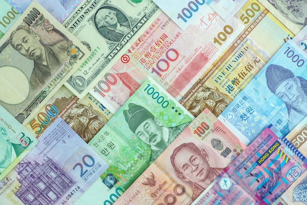 Фото Международный фон банкнот, обменный бизнес