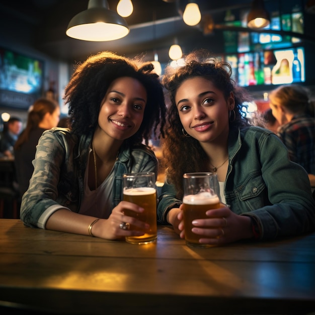 国際ビールの日 2 人の女性の親友