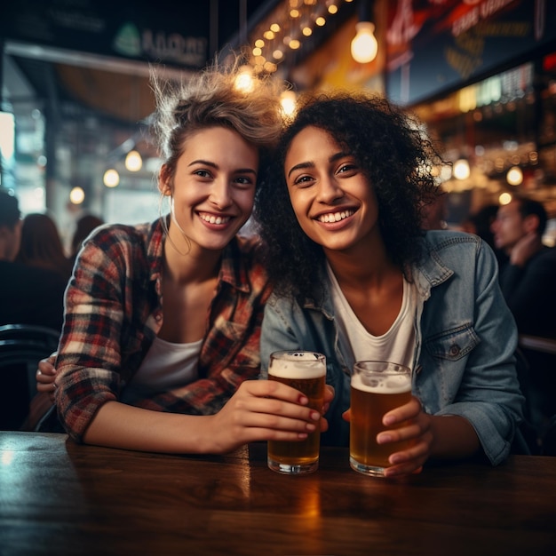 A international beer day two female best friends