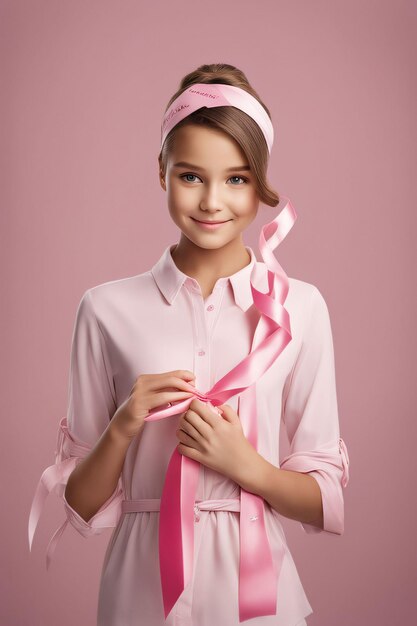 International BreastCancer Awarenessvrouwenfoto met roze lint