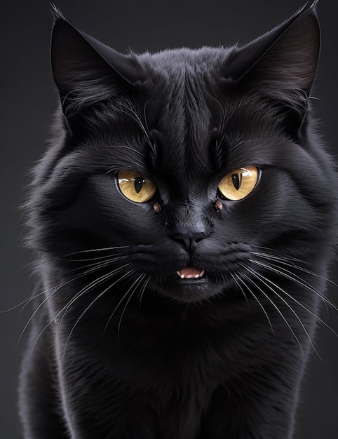 Ai가 생성하는 국제 고양이의 날 화난 검은 고양이