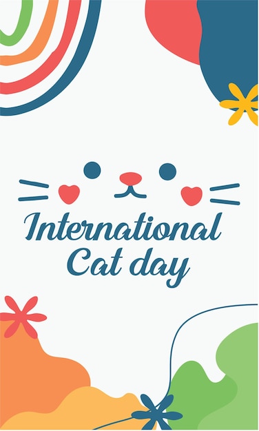 Photo international cat day banner social media post vector design