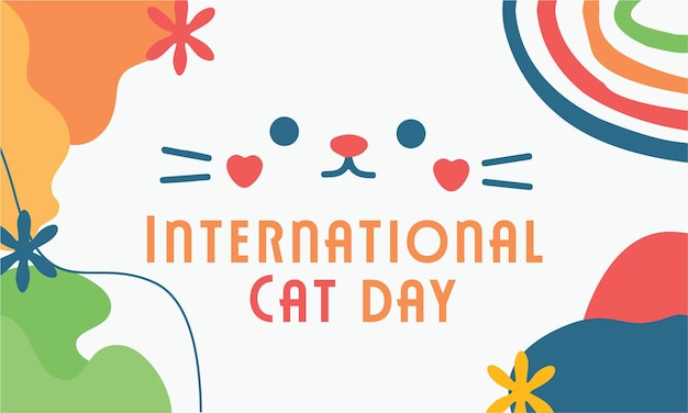 Photo international cat day banner social media post vector design