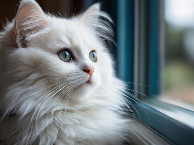 Photo international cat day beautiful white cat