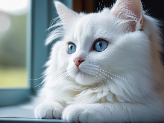 Photo international cat day beautiful white cat
