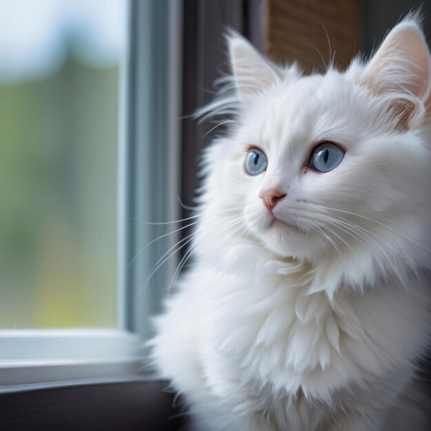 Photo international cat day beautiful white cat