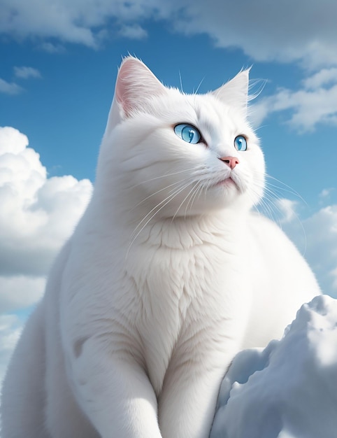 International cat day beautiful white and sky cat generative by Ai