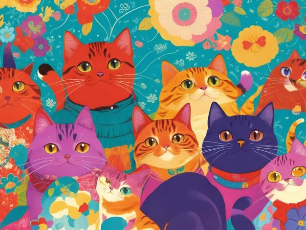 International cat day illustration background design ai generated