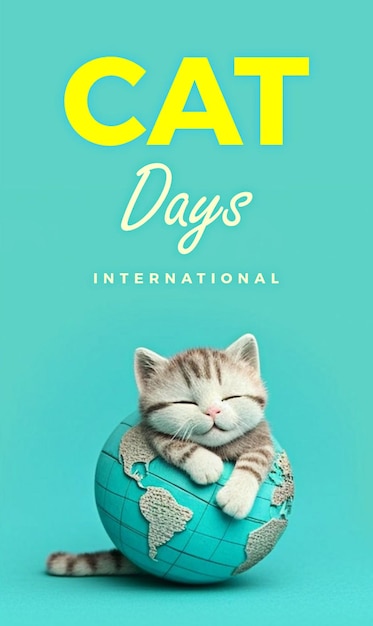 Photo international cat day with cat hugs planet earth