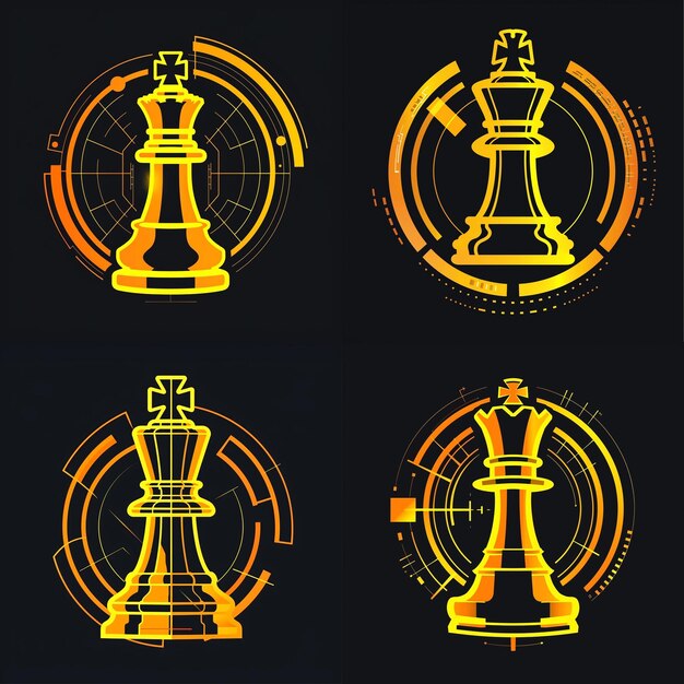 International chess day icon set