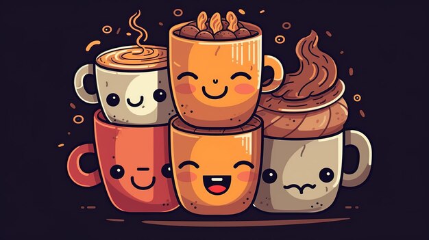 International coffee day background generates coffee and coffee shop cartoon illustrationsAI genera