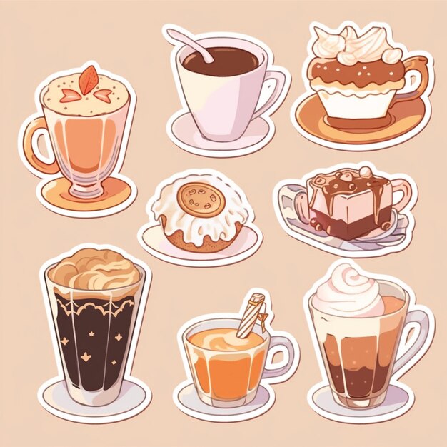 international coffee day cartoon vector set